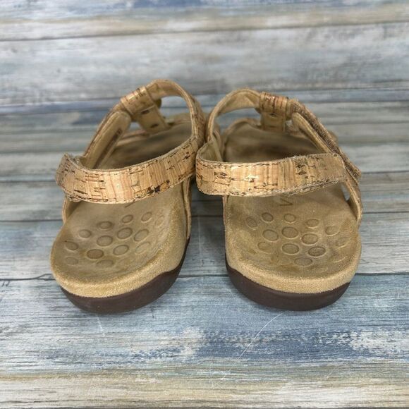 Vionic Sandals Farra Womens 8 Leather Slingback Adjustable Cork Beige - Picture 4 of 9